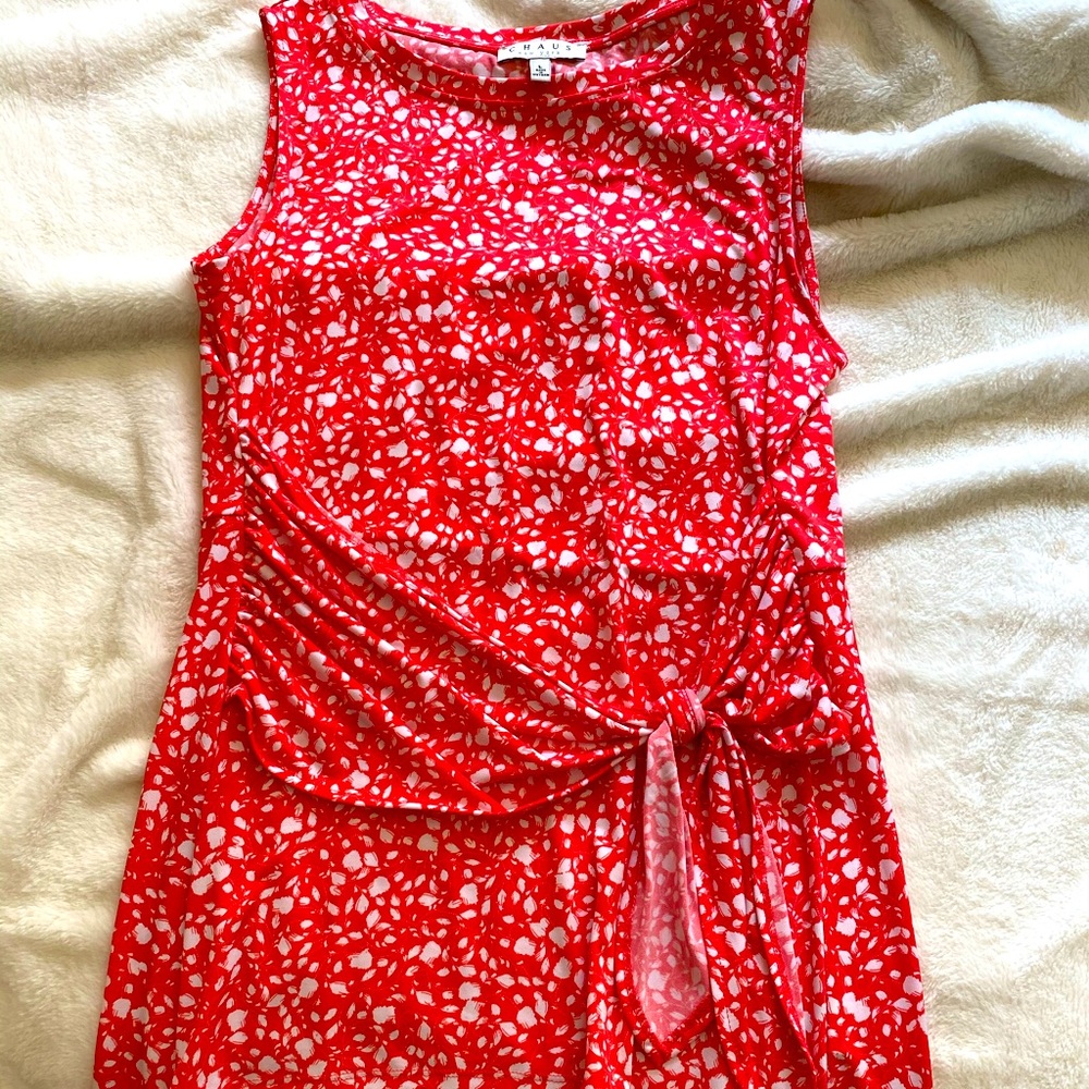 CHAUS New York Coral/White sleeveless top NWOT